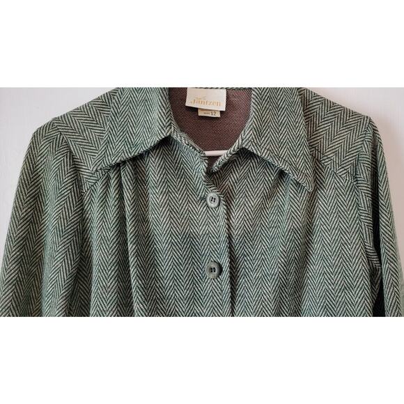 Jantzen Womans Sz. 12 Blazer Jacket 1970s Tweed Zig Zag Green Vintage U.S. Made - Picture 9 of 12